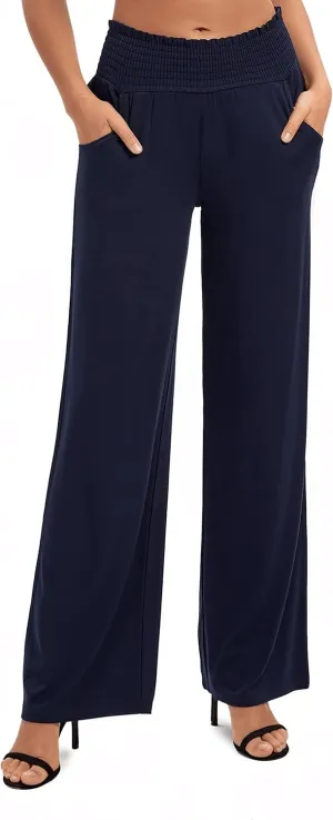 Urban CoCo Womens High Waist Flowy Palazzo Pants Elastic Waist Wide Leg Stretchy Straight Leg Dressy Casual Lounge Trousers