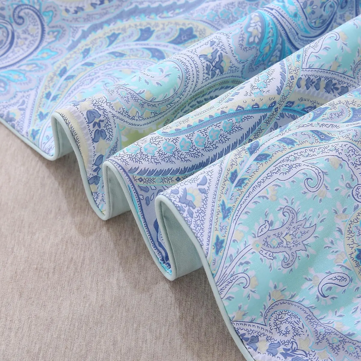 URBONUR Paisley Duvet Cover Set Twin Size 3Pcs for Boys Girls 100% Cotton Boho Bedding Light Blue Reversible Bed Sets, Ultra Soft Comforter Quilt Cover