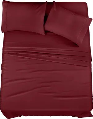 Utopia Bedding Full Sheet Set – 4 Piece Bed Sheets for Full Size Bed, Soft and Breathable Microfiber, Includes 1 Fitted Sheet, 1 Flat Sheet and 2 Pillowcases (Burgundy)