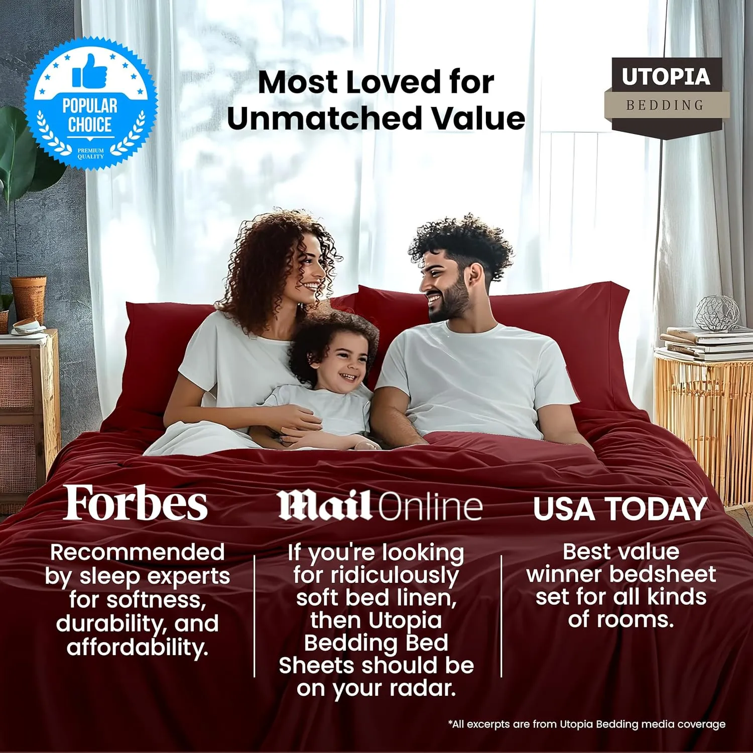 Utopia Bedding Full Sheet Set – 4 Piece Bed Sheets for Full Size Bed, Soft and Breathable Microfiber, Includes 1 Fitted Sheet, 1 Flat Sheet and 2 Pillowcases (Burgundy)