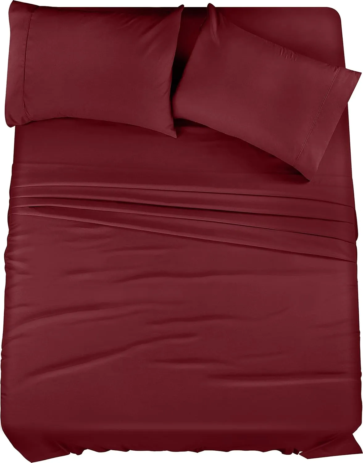 Utopia Bedding Full Sheet Set – 4 Piece Bed Sheets for Full Size Bed, Soft and Breathable Microfiber, Includes 1 Fitted Sheet, 1 Flat Sheet and 2 Pillowcases (Burgundy)