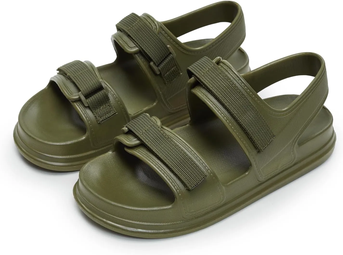 utune Women's Platform Sandals with Adjustable Double Straps Lightweight Open Toe Slide on Slides, Women Flat Sandals, Height Increasing Summer Slippers, Arch Support, Non-Slip