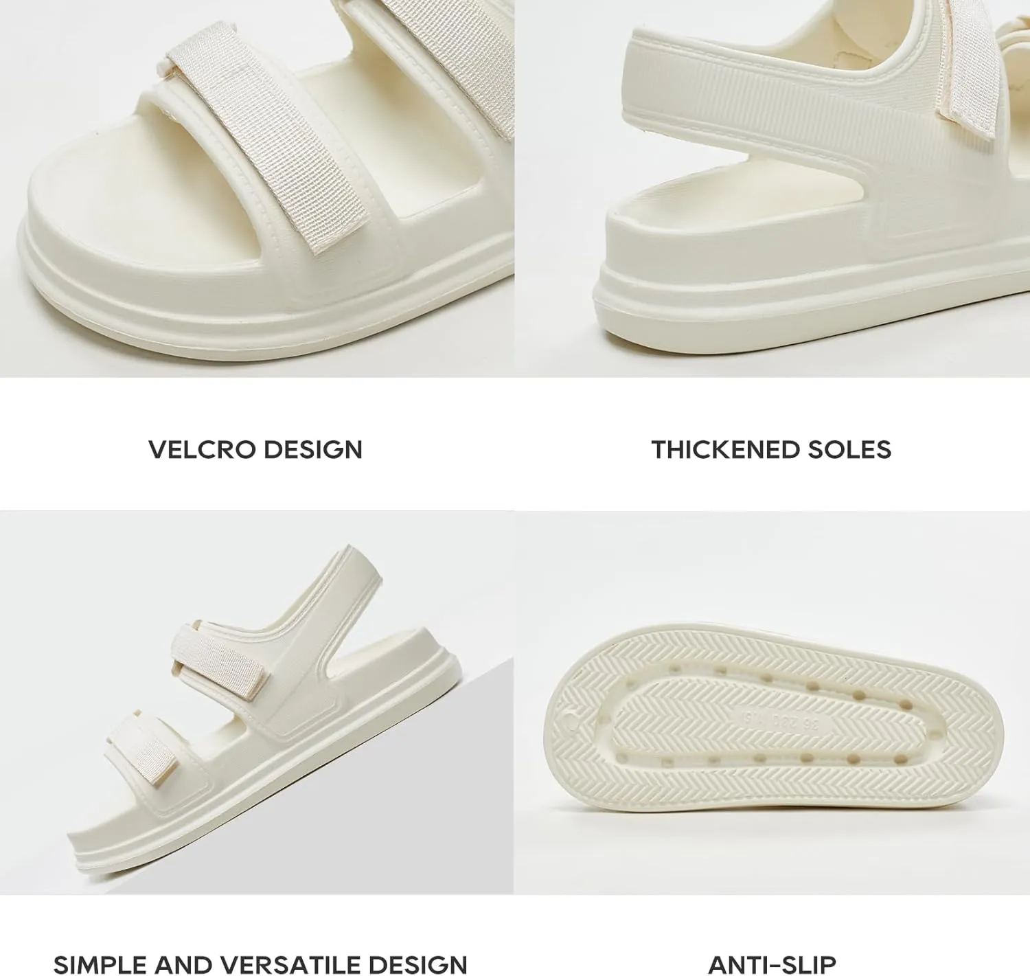 utune Women's Platform Sandals with Adjustable Double Straps Lightweight Open Toe Slide on Slides, Women Flat Sandals, Height Increasing Summer Slippers, Arch Support, Non-Slip