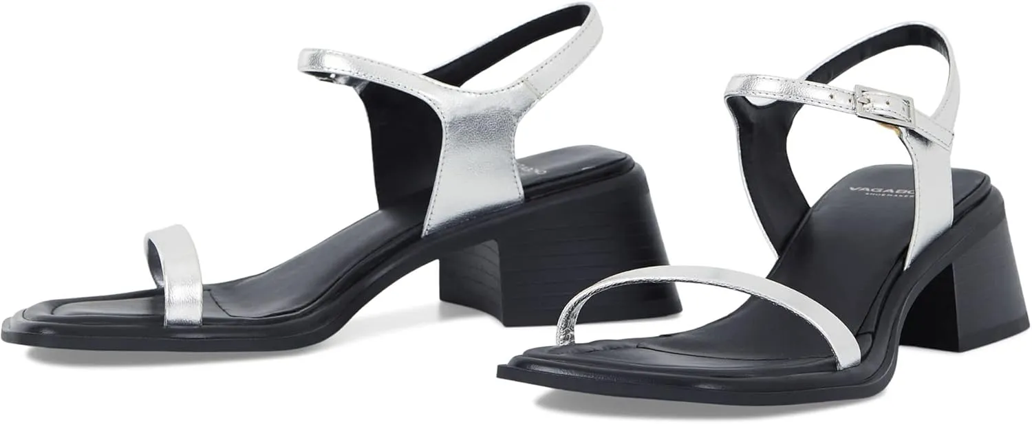 Vagabond Shoemakers INES Leather Strappy Heeled Sandal Silver EU 38 (US Women's 8) M