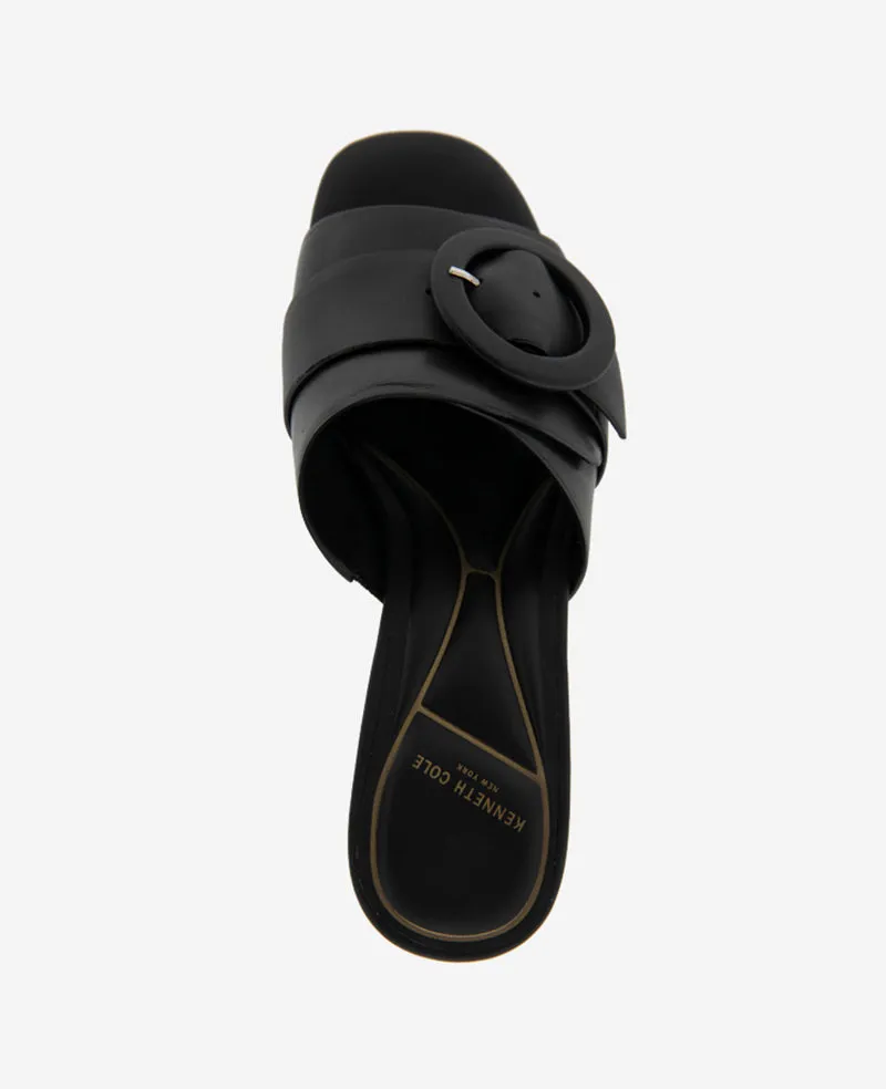 Valentina Leather Kitten Heel Slide Sandal