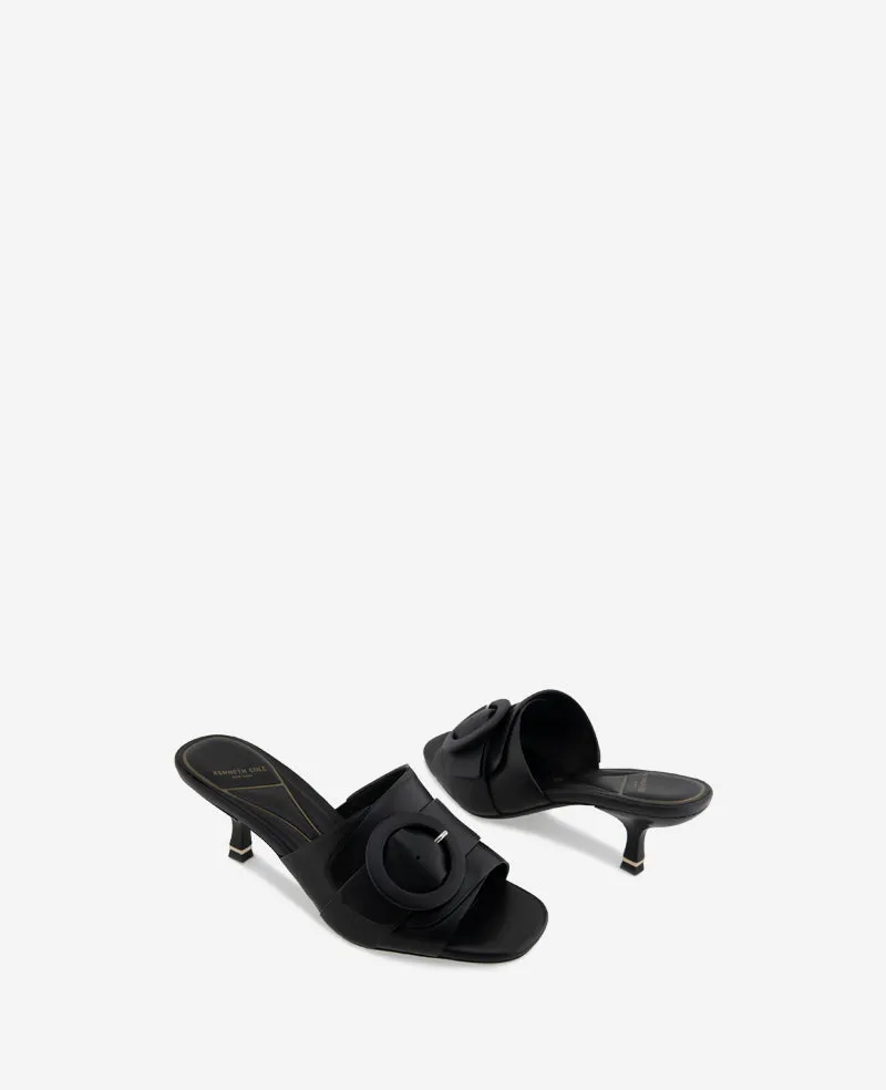 Valentina Leather Kitten Heel Slide Sandal