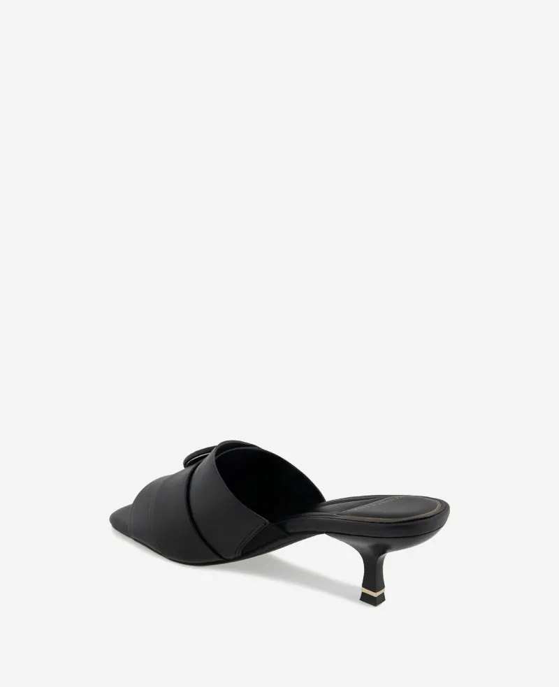 Valentina Leather Kitten Heel Slide Sandal