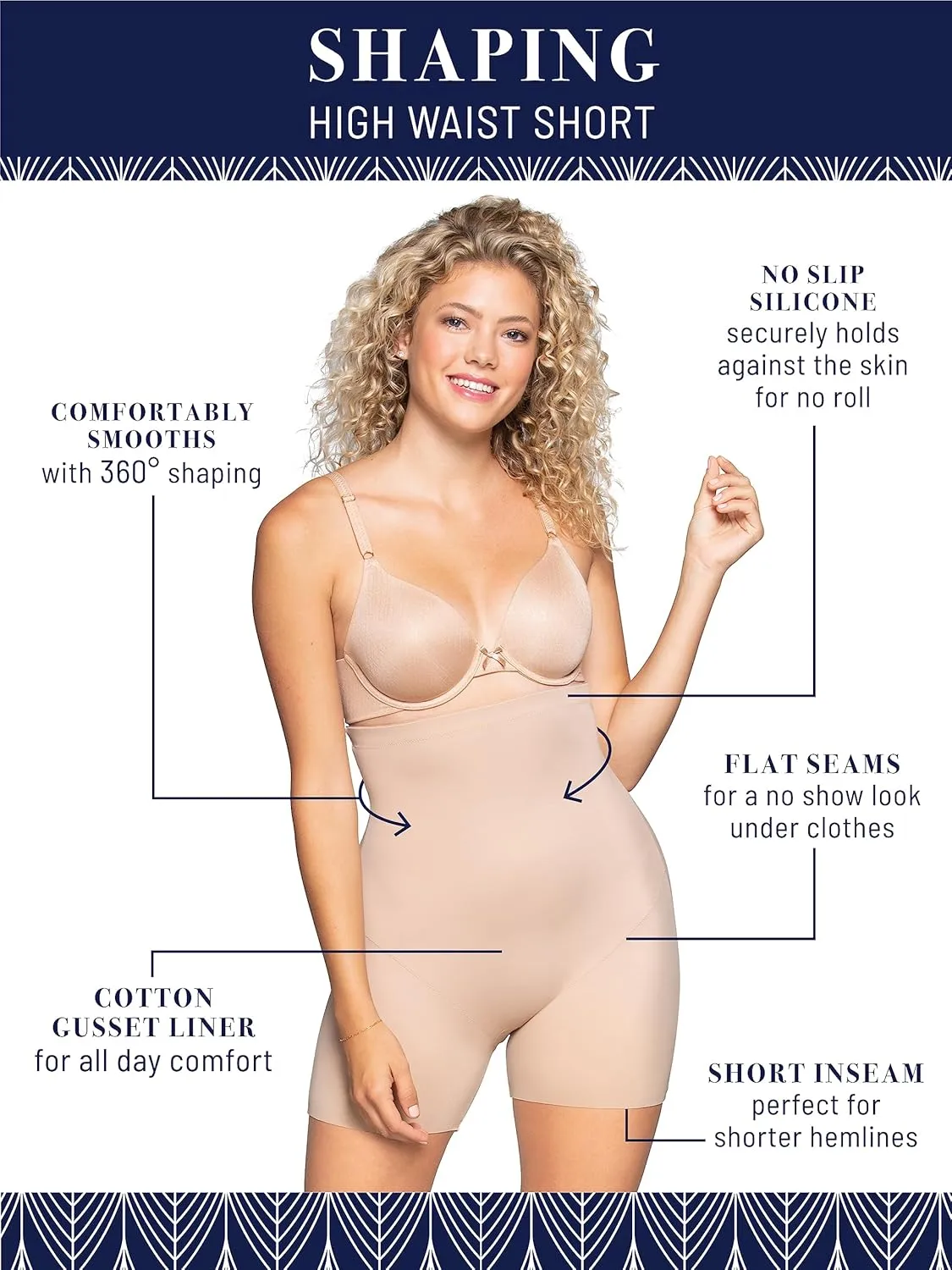 Vanity Fair Women's Seamless Slip Shapewear Shorts, No Show Look Under Dresses, Skirts & Pants