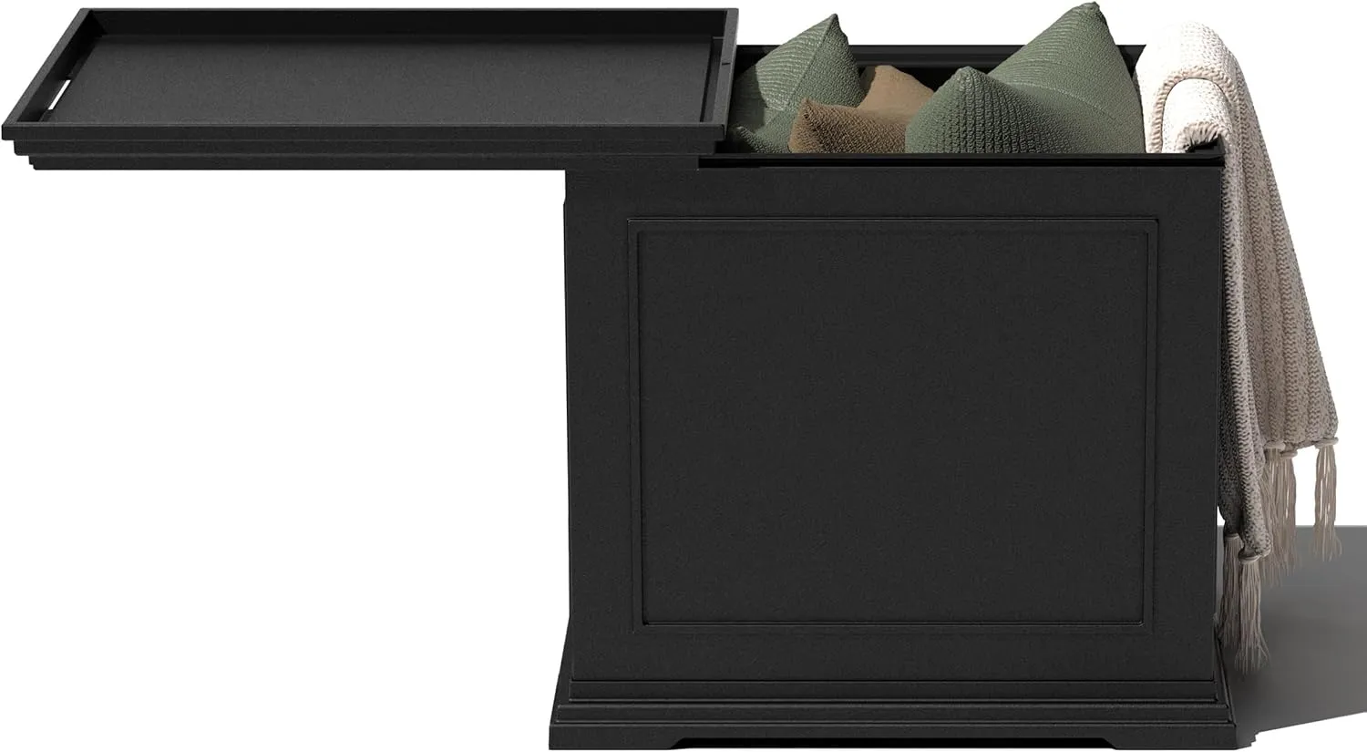 Veradek Brixton Tray Table - 2-in-1 Outdoor Side Table with Storage and Tray for Patio/Porch | Durable All-Weather Resistant | Classic & Functional