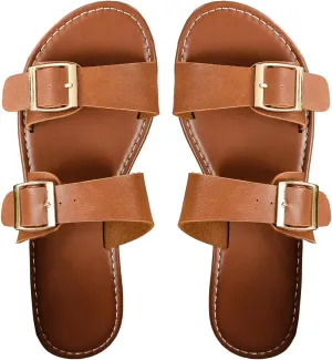 Verdusa Women's Buckle Sandals Summer Slides Open Toe Beach Outdoor Sandal Shoes