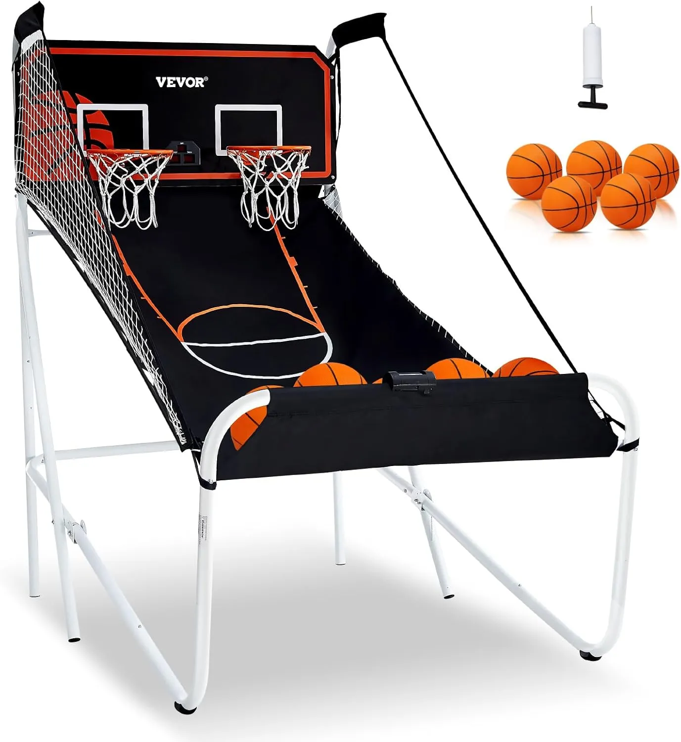 VEVOR Basketball Arcade Game Indoor, 2 Player Indoor Basketball Game, Home Dual Pop- A-Shot Sport with Balls, 8 Game Modes, Electronic Scoreboard, and Inflation Pump, for Kids, Adults