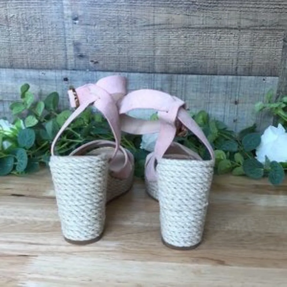 VIA SPIGA Pink 1 Platform Padded Sesilia Square Toe Wedge Espadrille Shoes 7.5 M