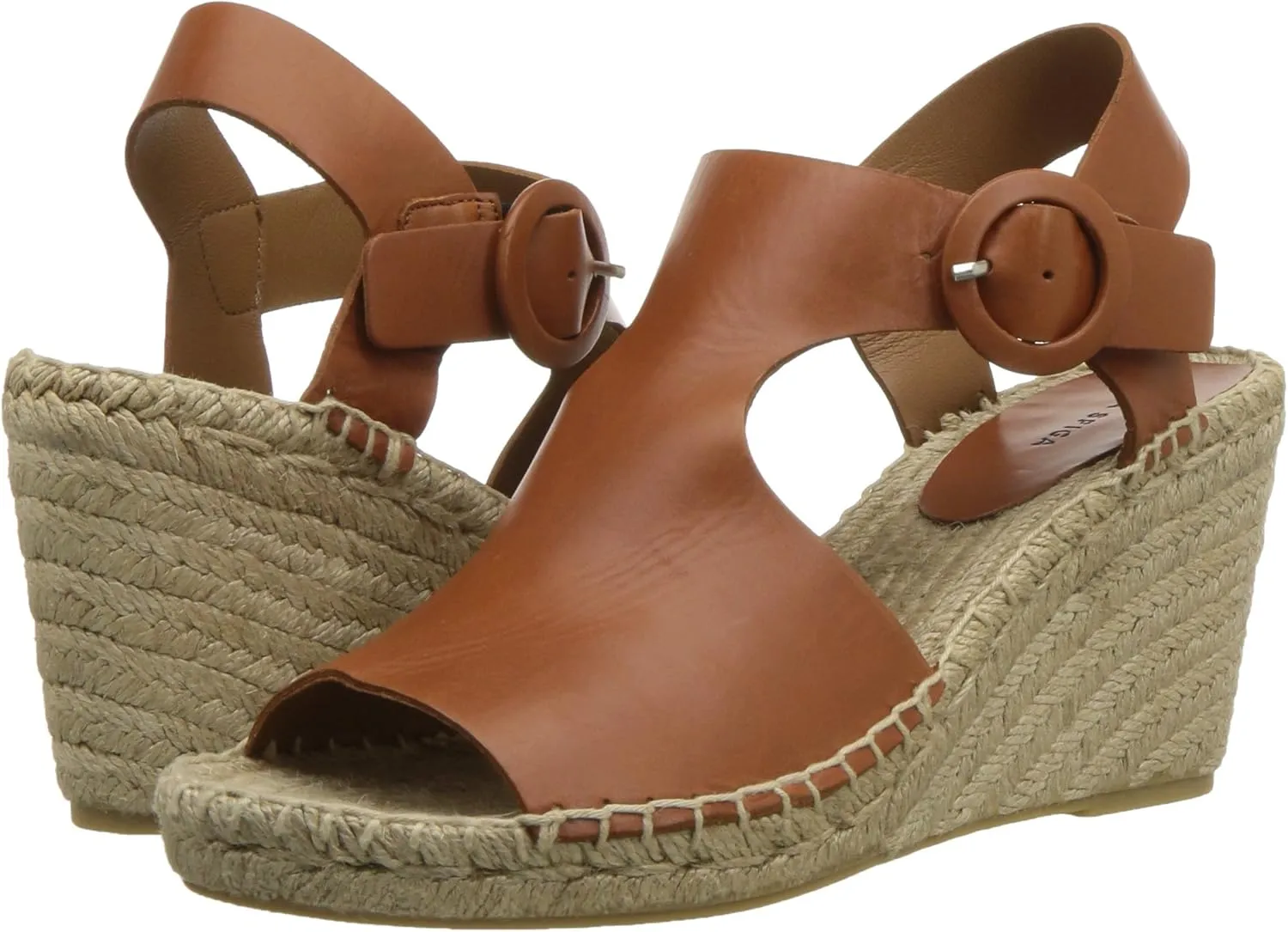 VIA SPIGA Womens Nolan Buckle Ankle Wedge Sandals