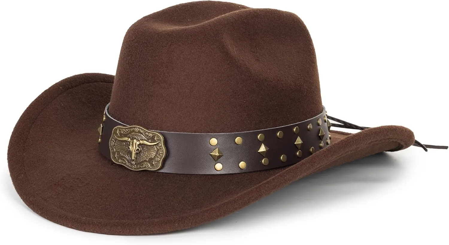 Vintage Western Cowboy Hat for Men Women - Wide Brim Cowgirl Fedora Bling Hats with Diamonds M