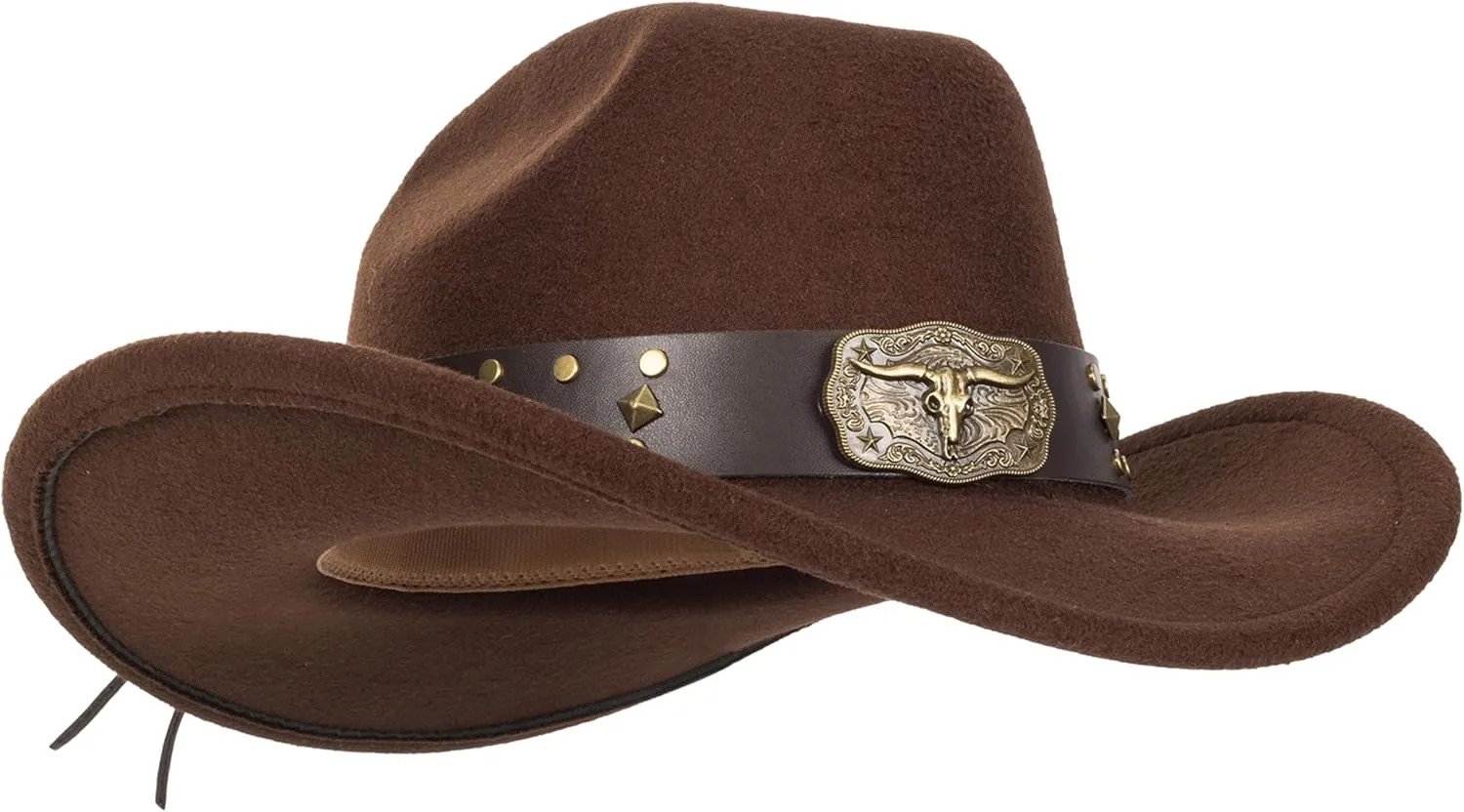Vintage Western Cowboy Hat for Men Women - Wide Brim Cowgirl Fedora Bling Hats with Diamonds M