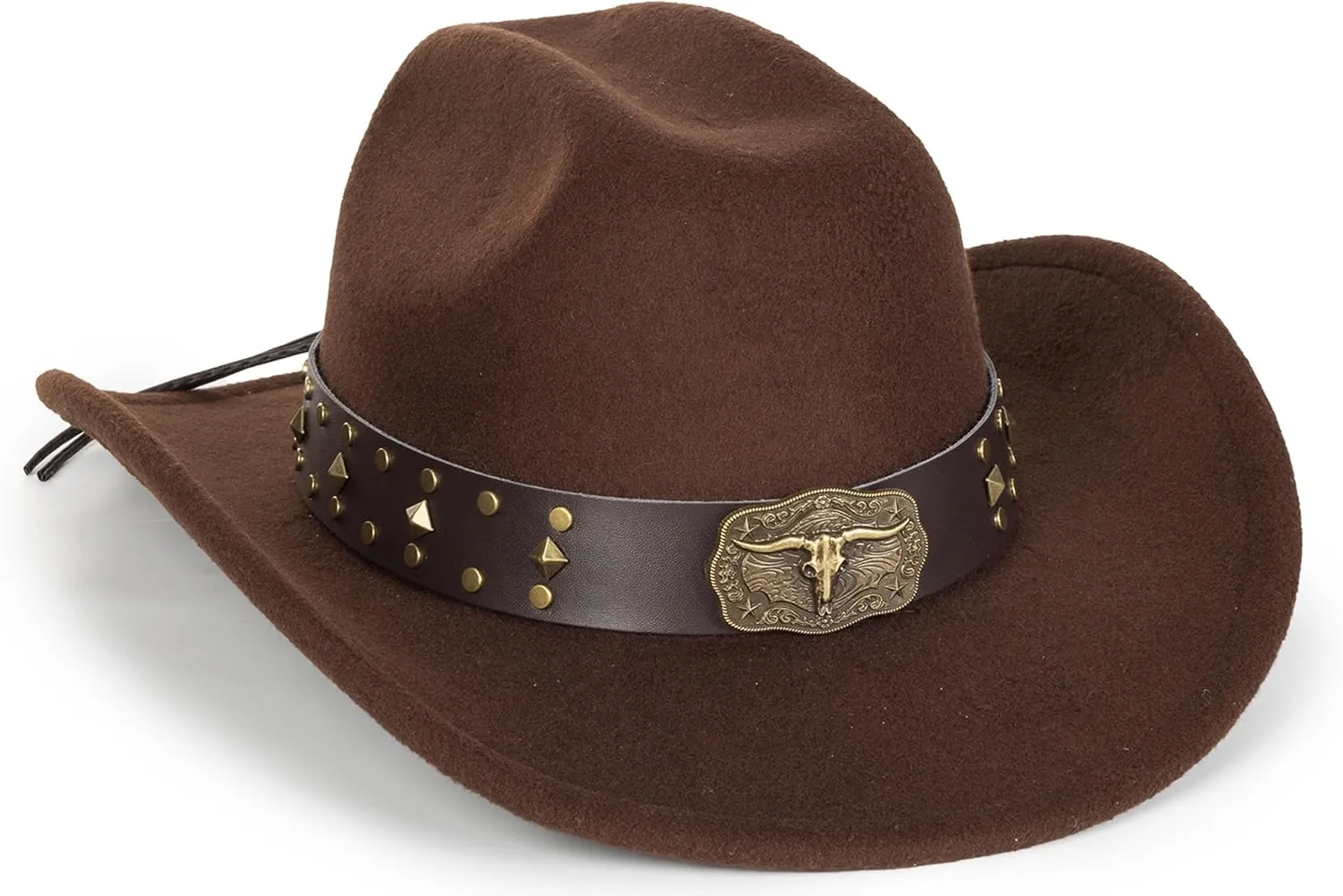 Vintage Western Cowboy Hat for Men Women - Wide Brim Cowgirl Fedora Bling Hats with Diamonds M