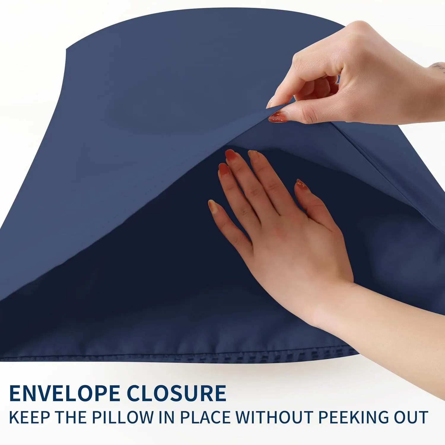 Waffle Weave Pillowcases King Size 2 Pack, 100% Egyptian Cotton 600 Thread Count, Ultra Soft Pillow Shams with Envelope Closure, Breathable Skin-Friendly Pillow Case, Navy Blue, 20x36 Inches