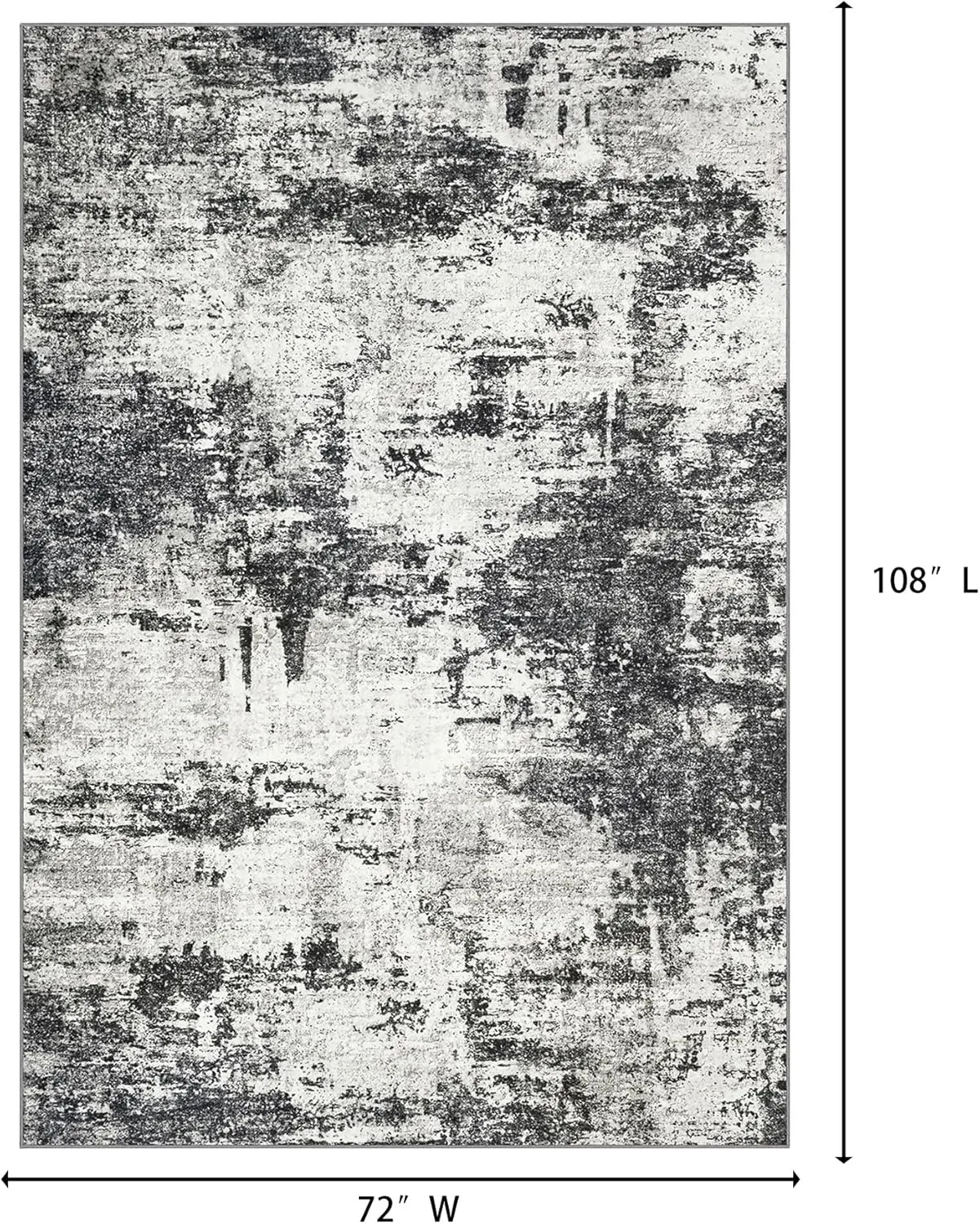 Washable Rug 6x9 Area Rugs: Soft Large Living Room Rug with Anti-Slip Backing Non-Shedding Stain-Resistant Modern Abstract Carpet for Bedroom Dining Room Nursery Home Office-Black
