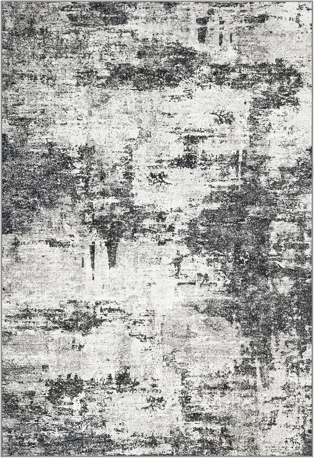 Washable Rug 6x9 Area Rugs: Soft Large Living Room Rug with Anti-Slip Backing Non-Shedding Stain-Resistant Modern Abstract Carpet for Bedroom Dining Room Nursery Home Office-Black