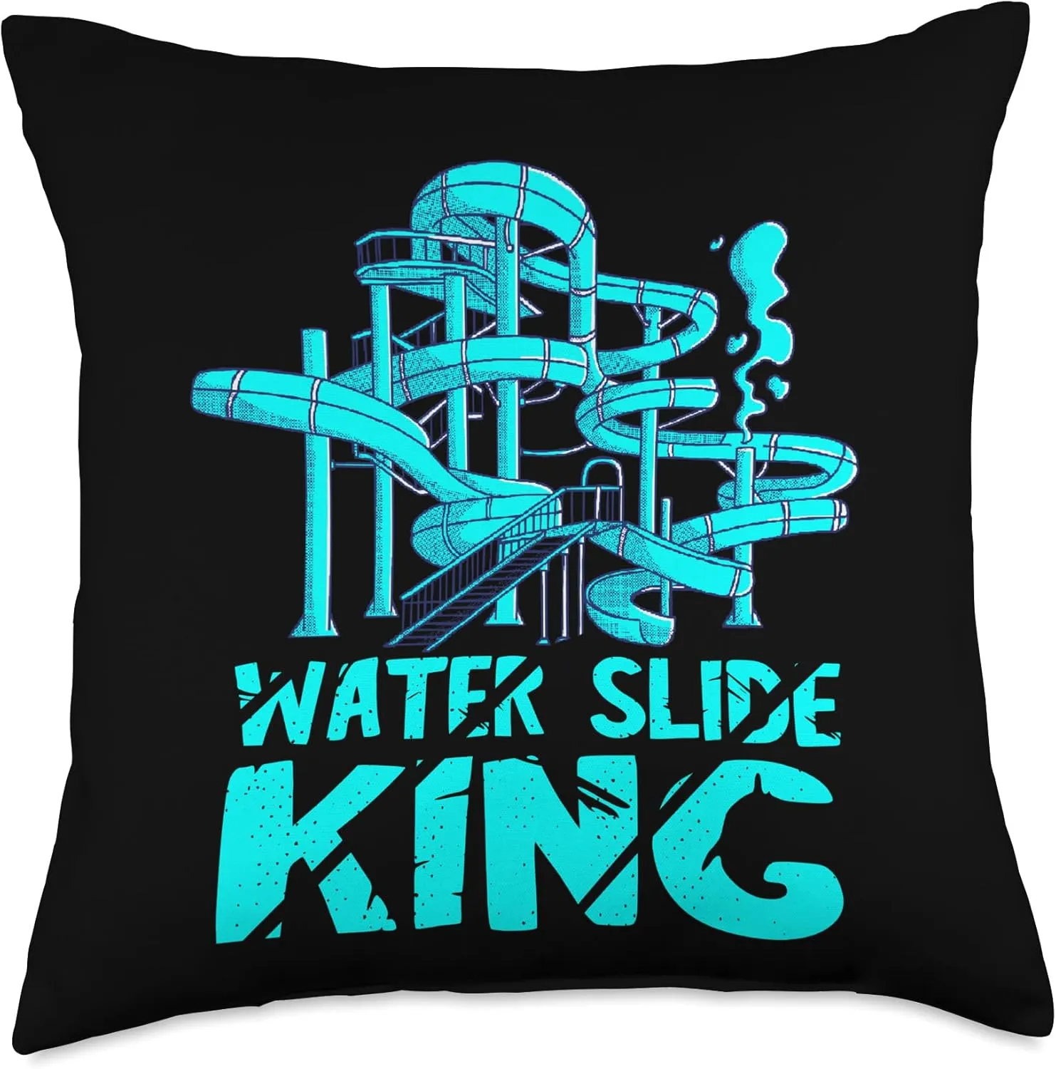 Water Slide King Amusement Lover Waterslides Aqua Park Throw Pillow