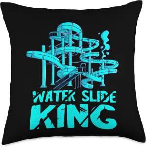 Water Slide King Amusement Lover Waterslides Aqua Park Throw Pillow