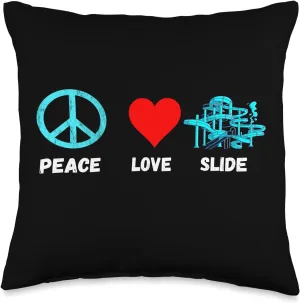 Waterslides Love Peace Slide Amusement Water Slide Lover Throw Pillow