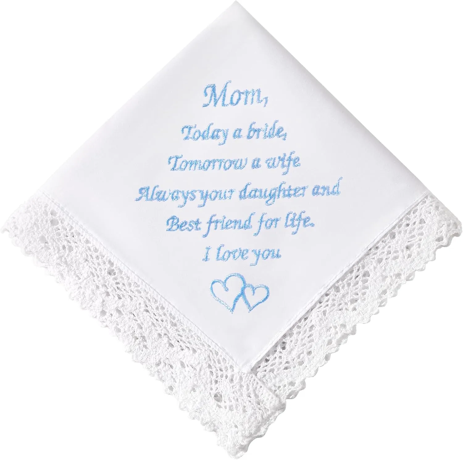 Wedding Handkerchiefs Something Blue for Bride, Mother Of The Bride Gifts Embroidered Lace Keepsake Bridal Hankies