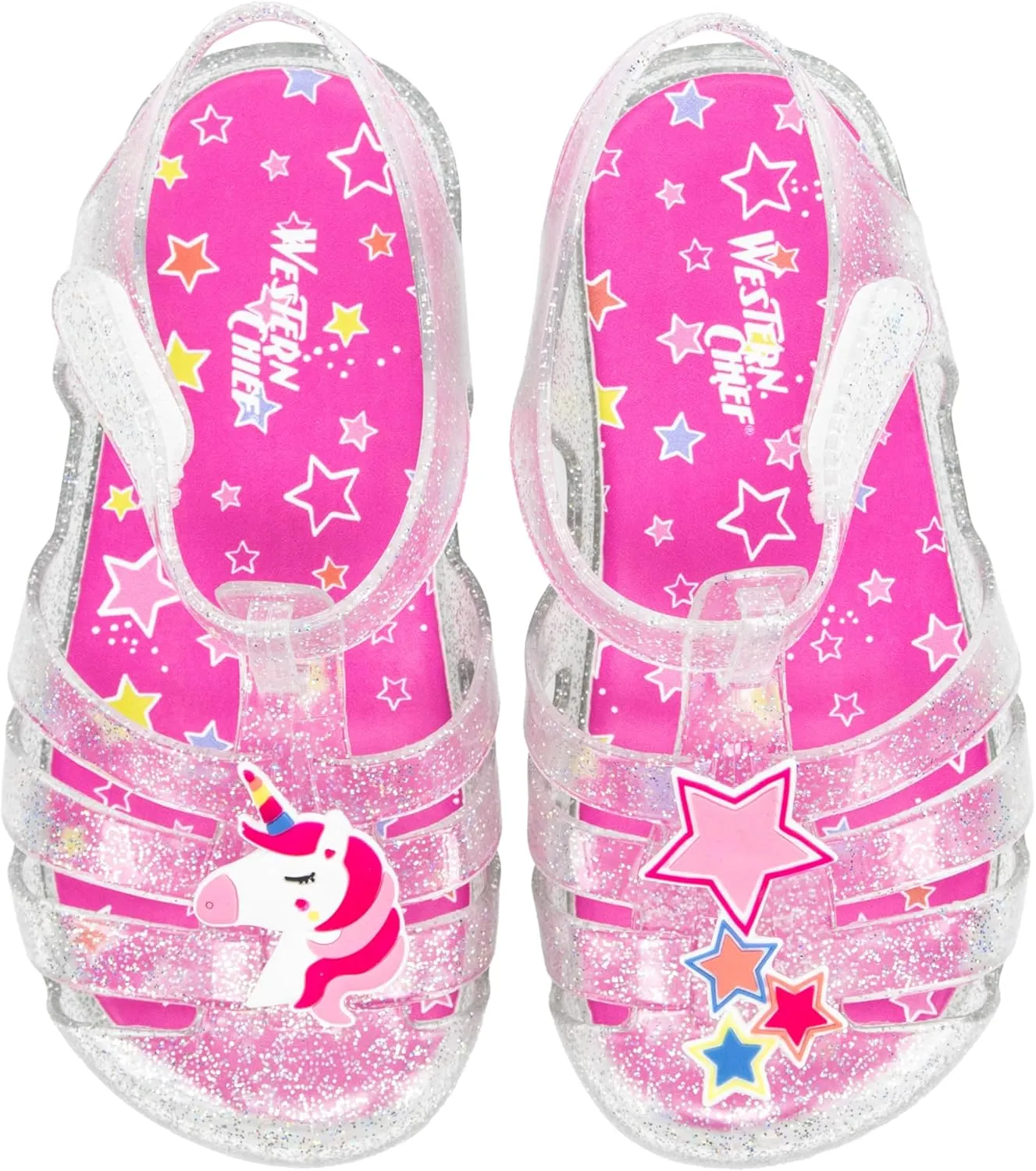 Western Chief Kids Wonder EverGlitter Lighted Sandal with Adjustable Strap and Waterproof Design
