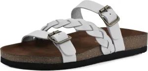 WHITE MOUNTAIN Women's Huntington Signature Comfort Molded Footbed Double Buckle Braided Sandal