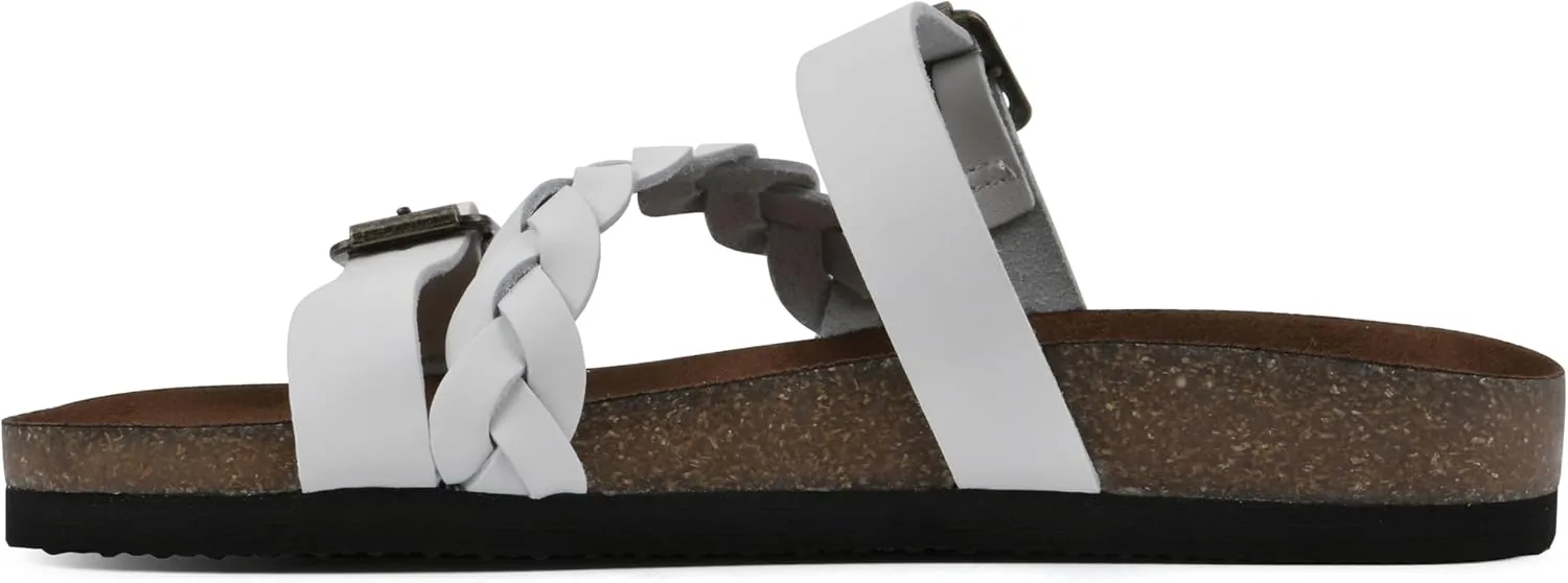 WHITE MOUNTAIN Women's Huntington Signature Comfort Molded Footbed Double Buckle Braided Sandal