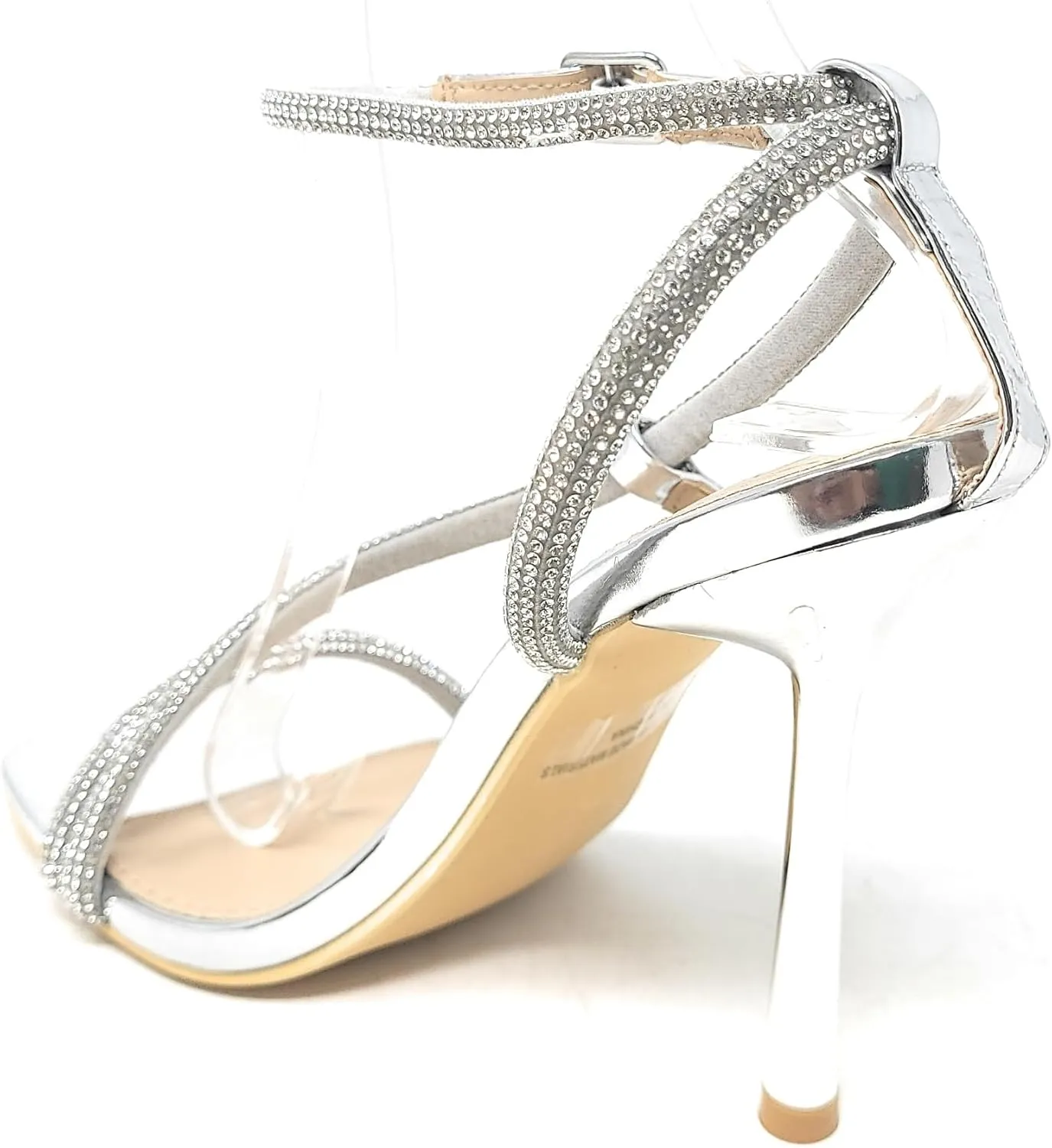 Wild Diva Women's Square Toe Rhinestone Embellished Straps Formal Stiletto High Heels Narala-07