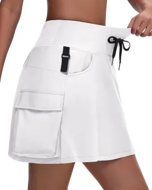 Women's 16" 20" Hiking Cargo Skort Skirt - High Waisted Golf Dressy Casual Workout Sport Skirt with Liner Quick Dry