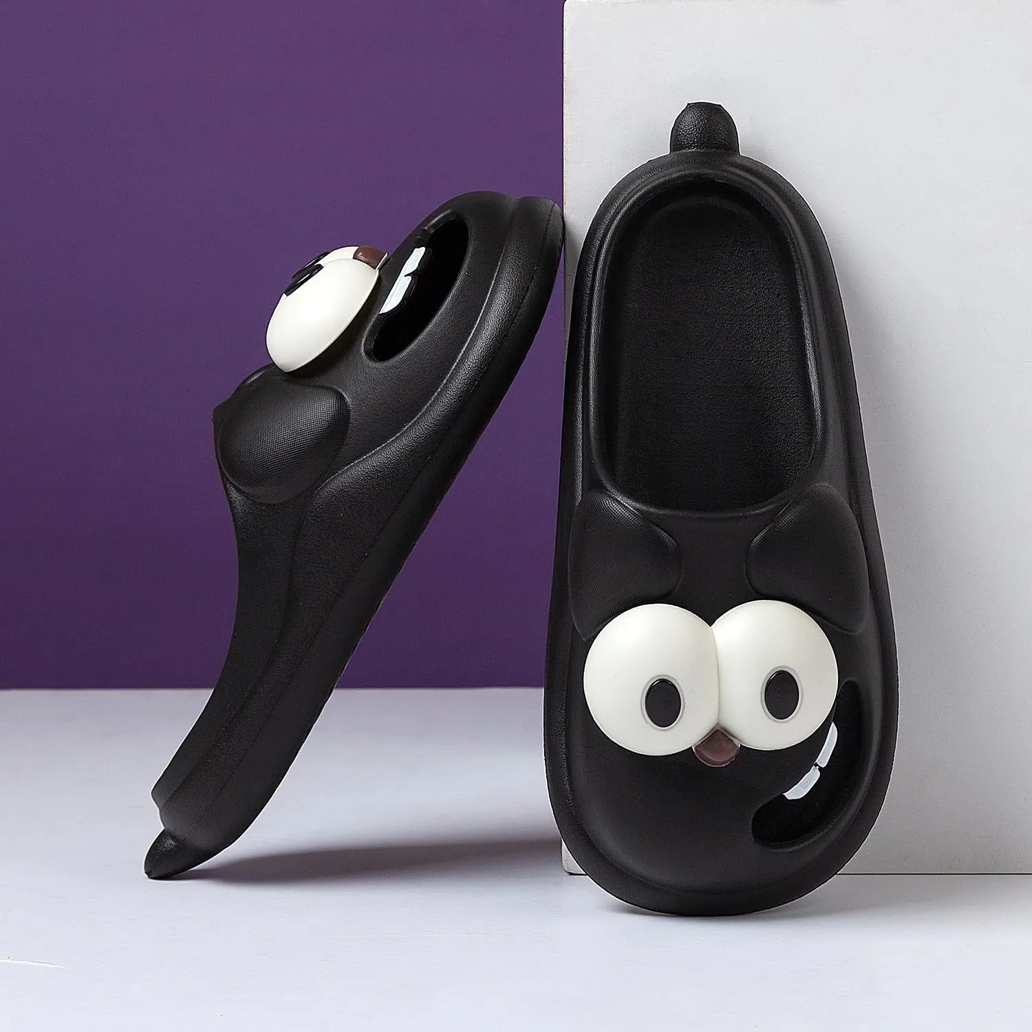 Women´s Cute Big Eyed Dog Slides, Anti-Slip Beach Pool Shower Shoes, Closed Toe Slide Sandals,with Cushioned Thick Sole,Funny EVA Sandals Indoor Outdoor
