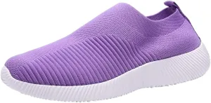 Womens Elastic Slip On Shoes Casual Walking Sneakers Lightweight Canvas Comfortable Flats Non Slip Loafers