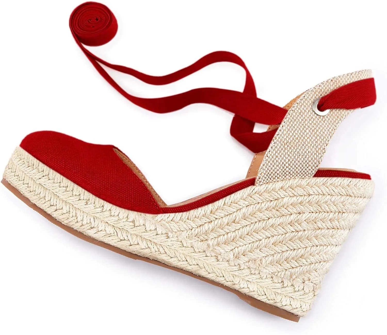 Women's Espadrille Wedge Sandals Closed Toe Lace Up Platform Ankle Wrap Summer Casual Shoes