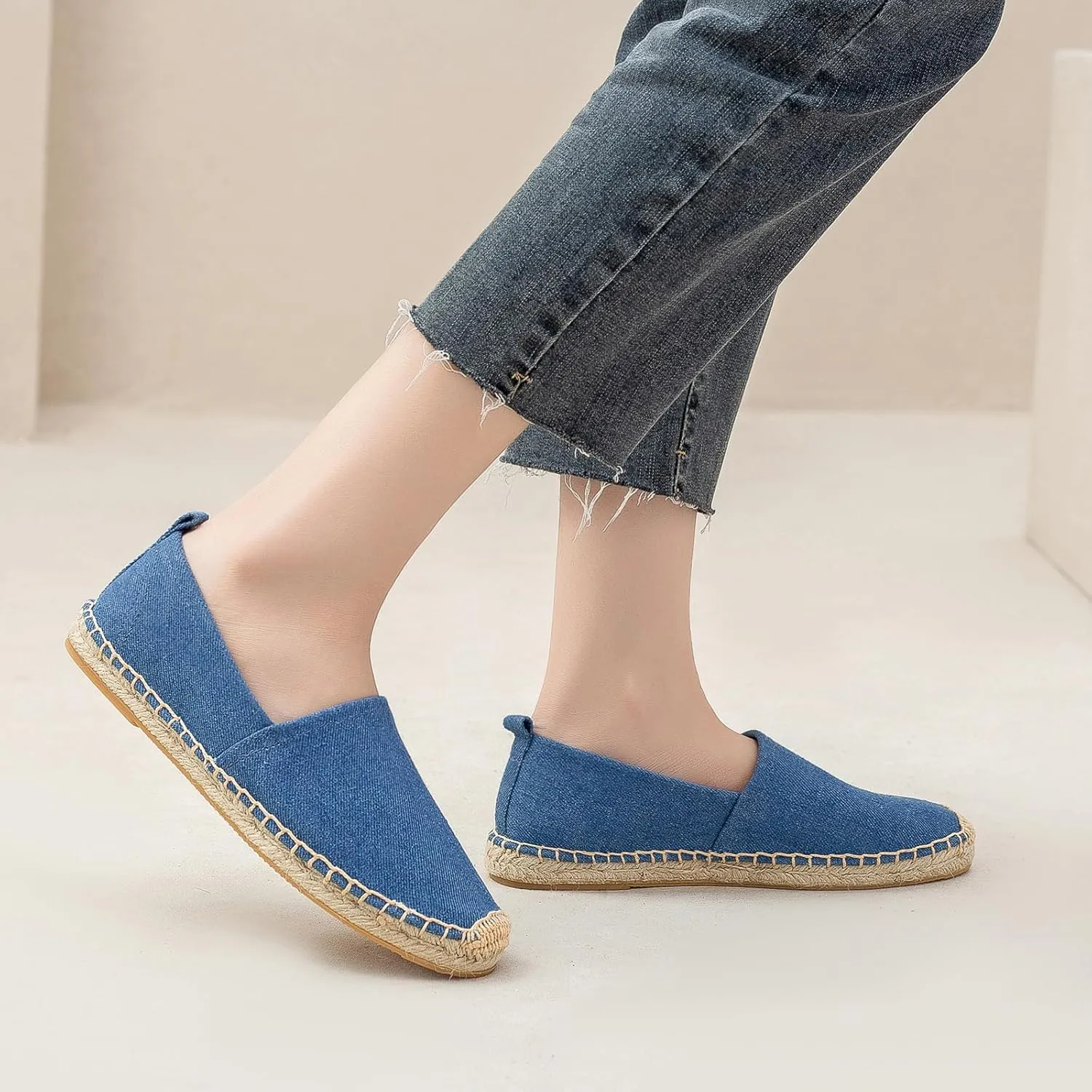 Women's Flat Espadrilles - Soft Women Sneakers Canvas Espadrille Fashion Simple Design Non-Slip Sole Suitable for Summer,Spring,Autumn Any Scenario