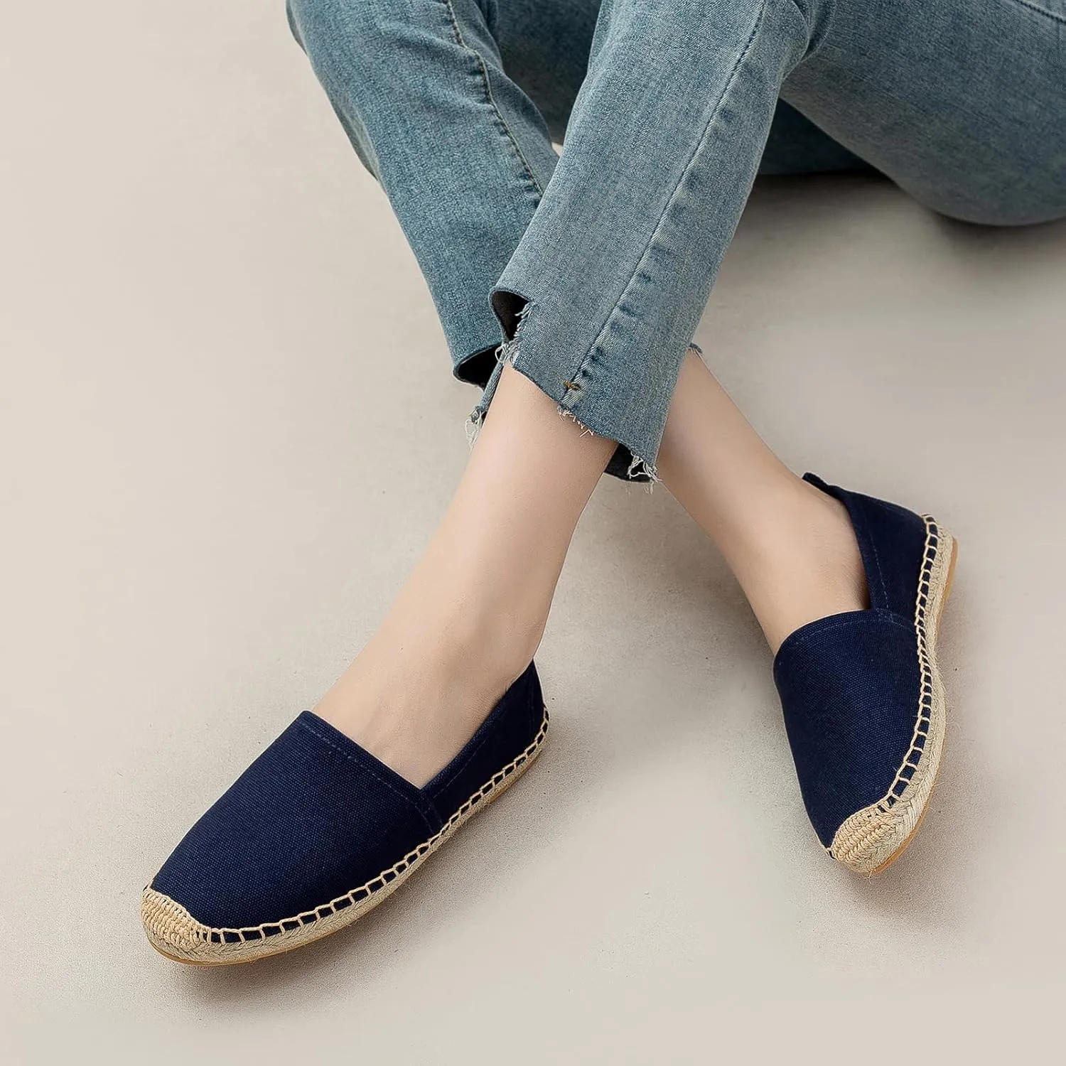 Women's Flat Espadrilles - Soft Women Sneakers Canvas Espadrille Fashion Simple Design Non-Slip Sole Suitable for Summer,Spring,Autumn Any Scenario