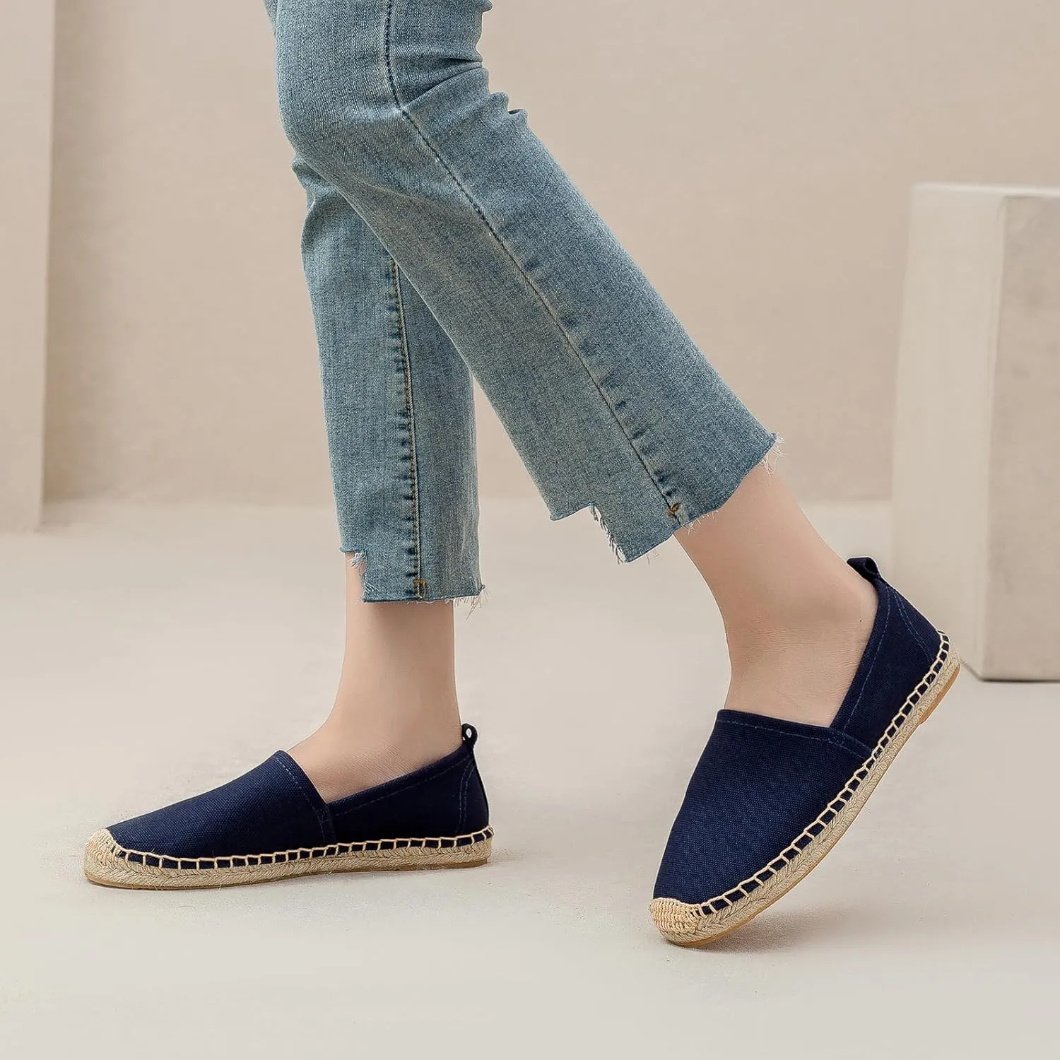 Women's Flat Espadrilles - Soft Women Sneakers Canvas Espadrille Fashion Simple Design Non-Slip Sole Suitable for Summer,Spring,Autumn Any Scenario