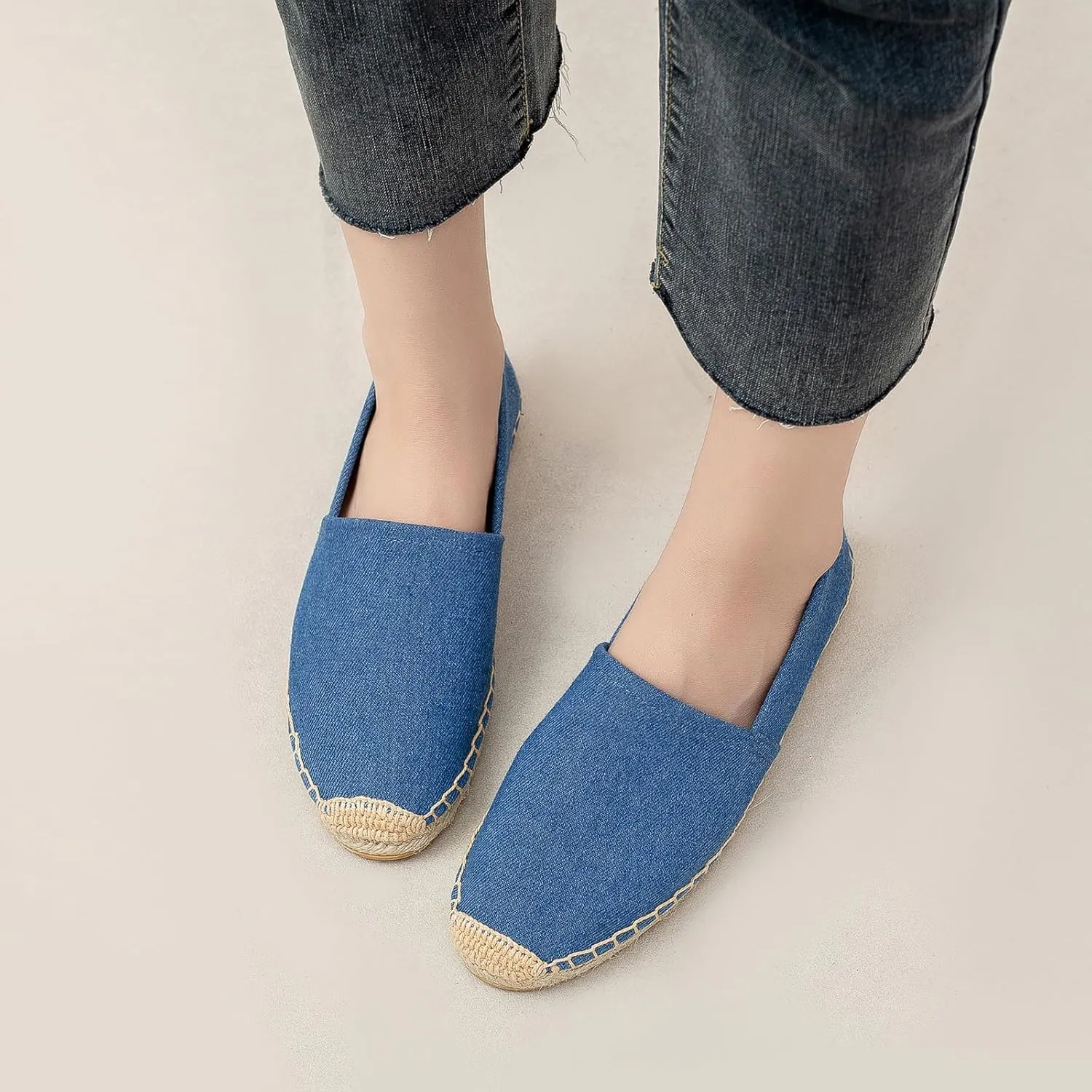 Women's Flat Espadrilles - Soft Women Sneakers Canvas Espadrille Fashion Simple Design Non-Slip Sole Suitable for Summer,Spring,Autumn Any Scenario
