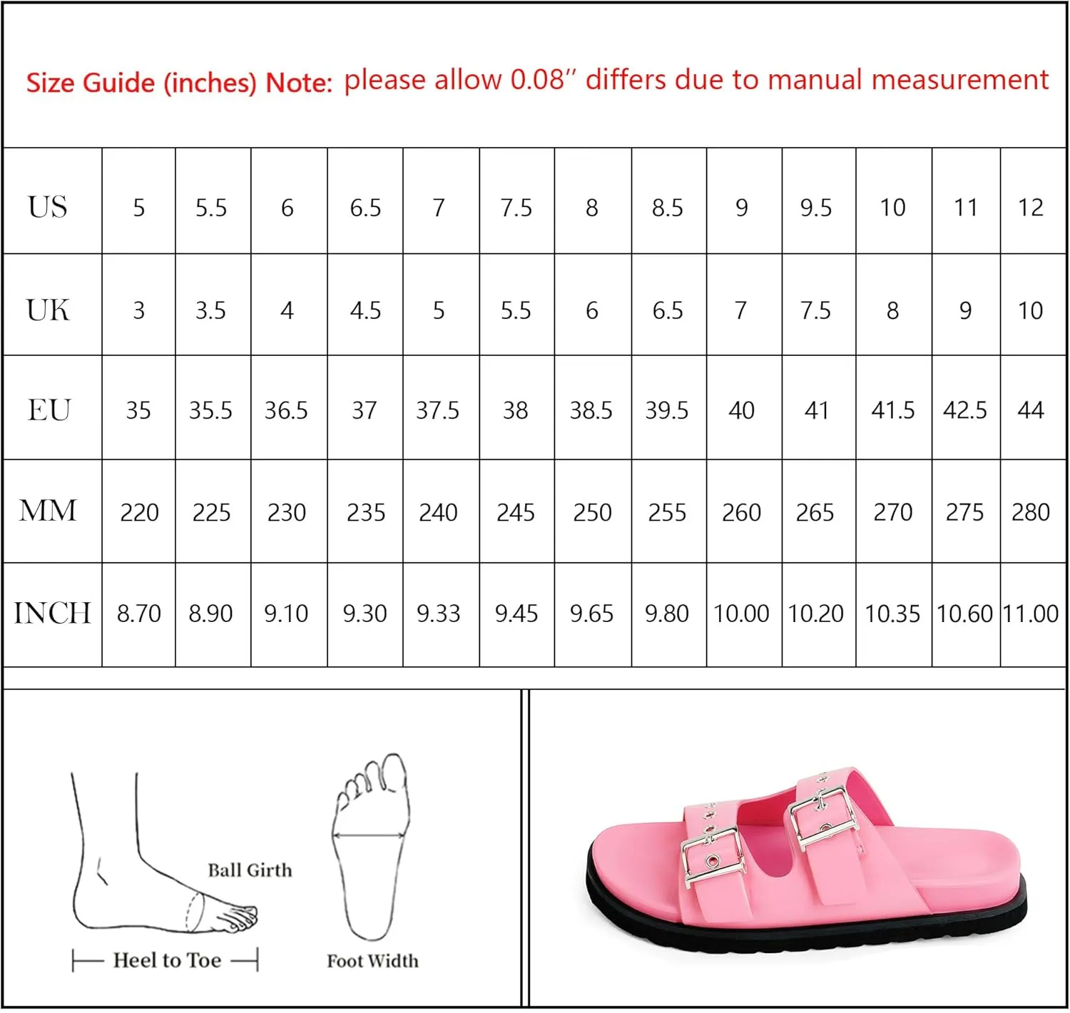 Womens Flat Slide Sandals Double Buckle Adjustable Flat Sandals Slip On Platform Sandals Open Toe Summer Sandals
