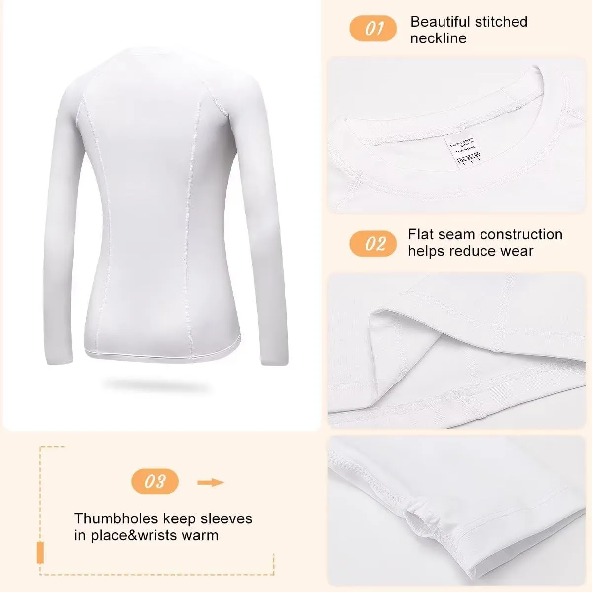 Women's Fleece Lined Thermal Long Sleeve Running Athletic Shirts Compression Base Layer Yoga Shirts for Women