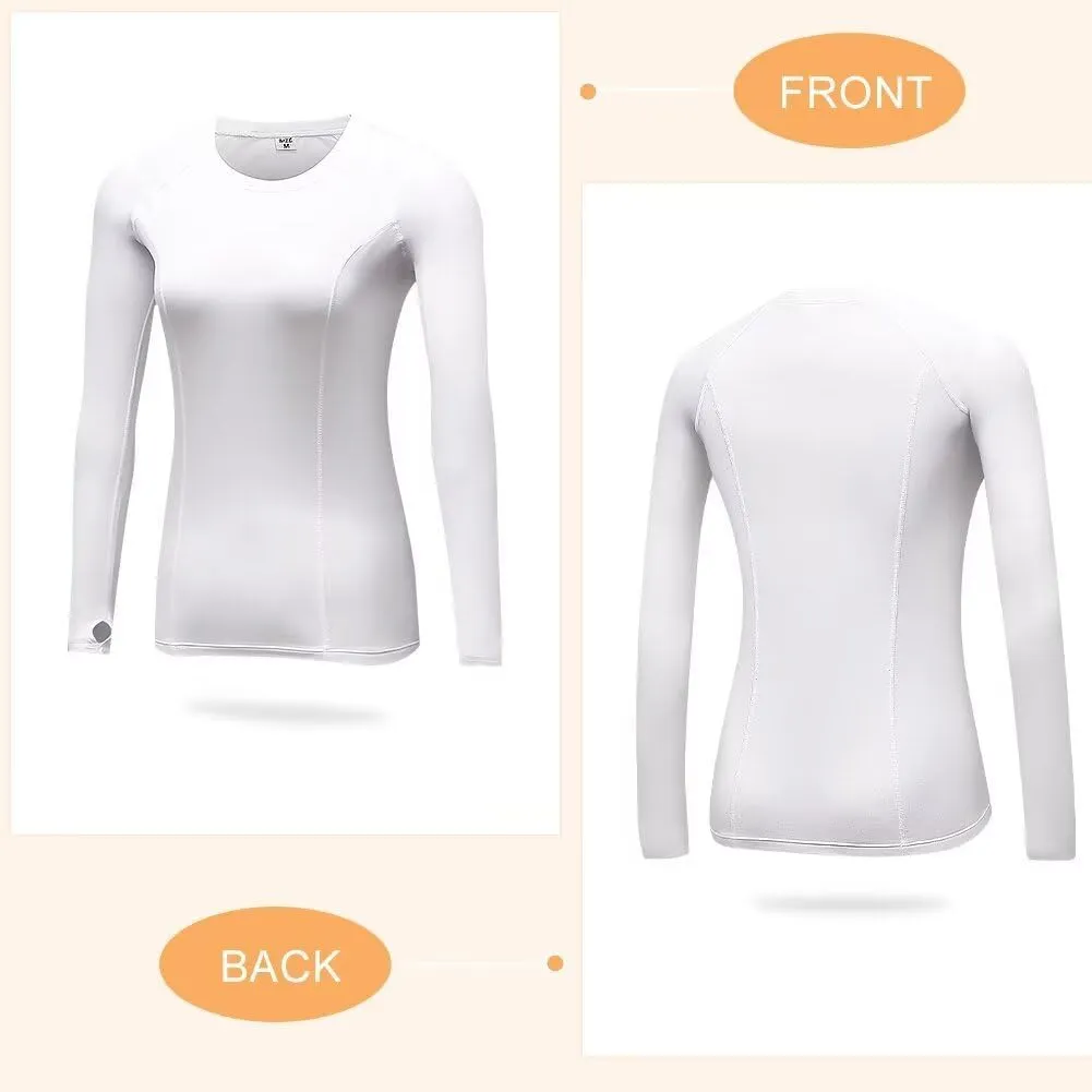 Women's Fleece Lined Thermal Long Sleeve Running Athletic Shirts Compression Base Layer Yoga Shirts for Women