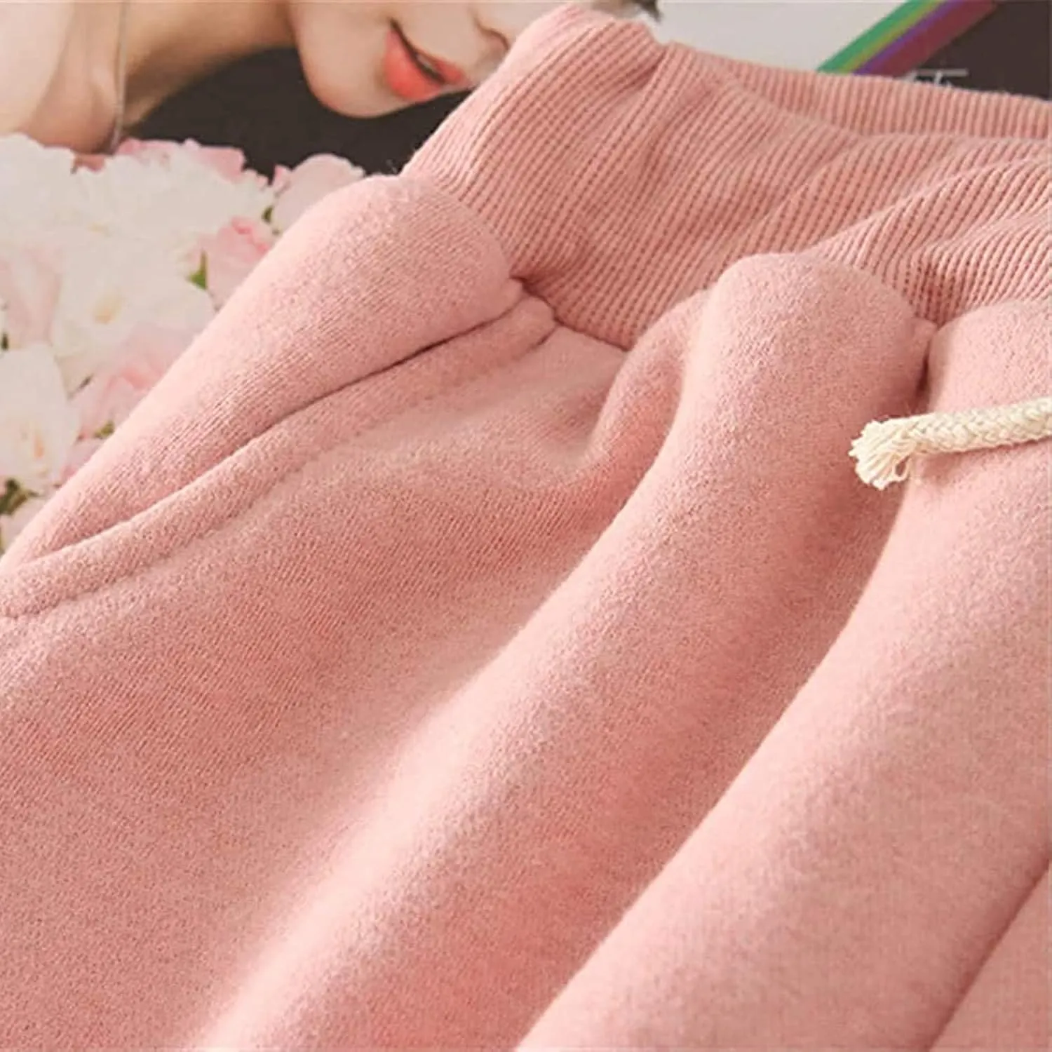 Womens Sweatpants Fleece Sherpa Lined Sweatpants with Pocket Thermal Leggings Winter Warm Sherpa Lined Joggers