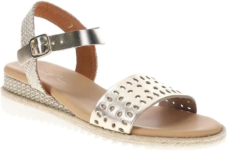 Womens Zammy Comfort Ankle Strap Espadrille Casual Sandals Casual Low Heel 1-2" - Gold