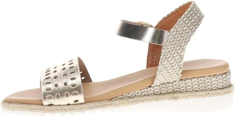 Womens Zammy Comfort Ankle Strap Espadrille Casual Sandals Casual Low Heel 1-2" - Gold
