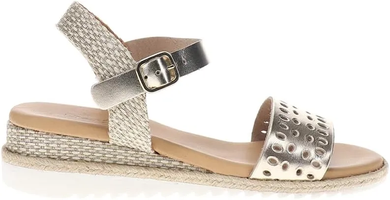 Womens Zammy Comfort Ankle Strap Espadrille Casual Sandals Casual Low Heel 1-2" - Gold