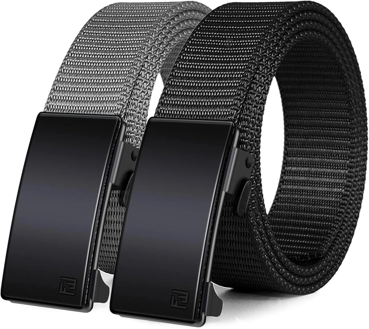 WONDAY 2 Pack Nylon Ratchet Golf Belts for Men, Casual Tactical Web Belt with Quick Release Automatic Slide Buckle
