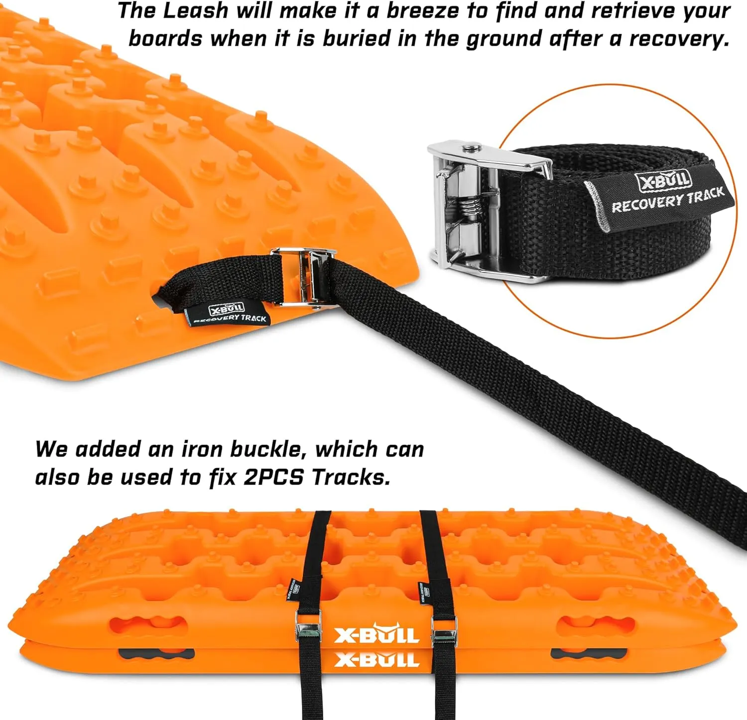 X-BULL New Recovery Traction Tracks Tire Ladder for Sand Snow Mud 4WD(Orange)