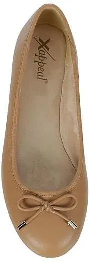 XAPPEAL Cailin - Women's Slip-On Round Toe Bow Accented Dress Ballet Flats