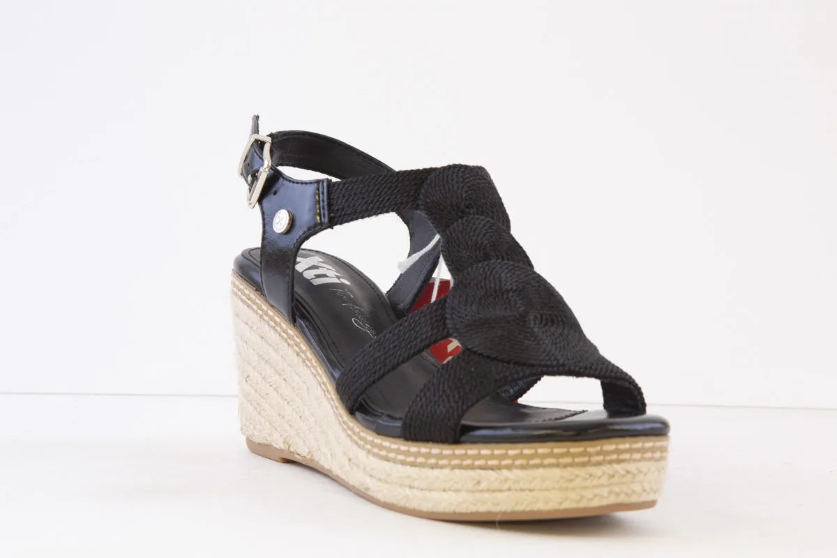 XTI - 142320 HIGH WEDGE ESPADRILLE SANDAL - BLACK